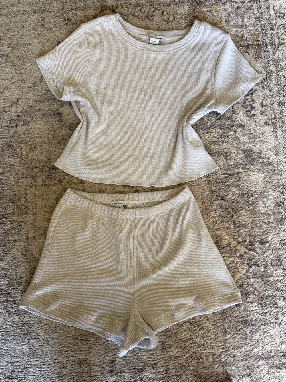 Cozy Ribbed Short Sleeve Top & Shorts Set